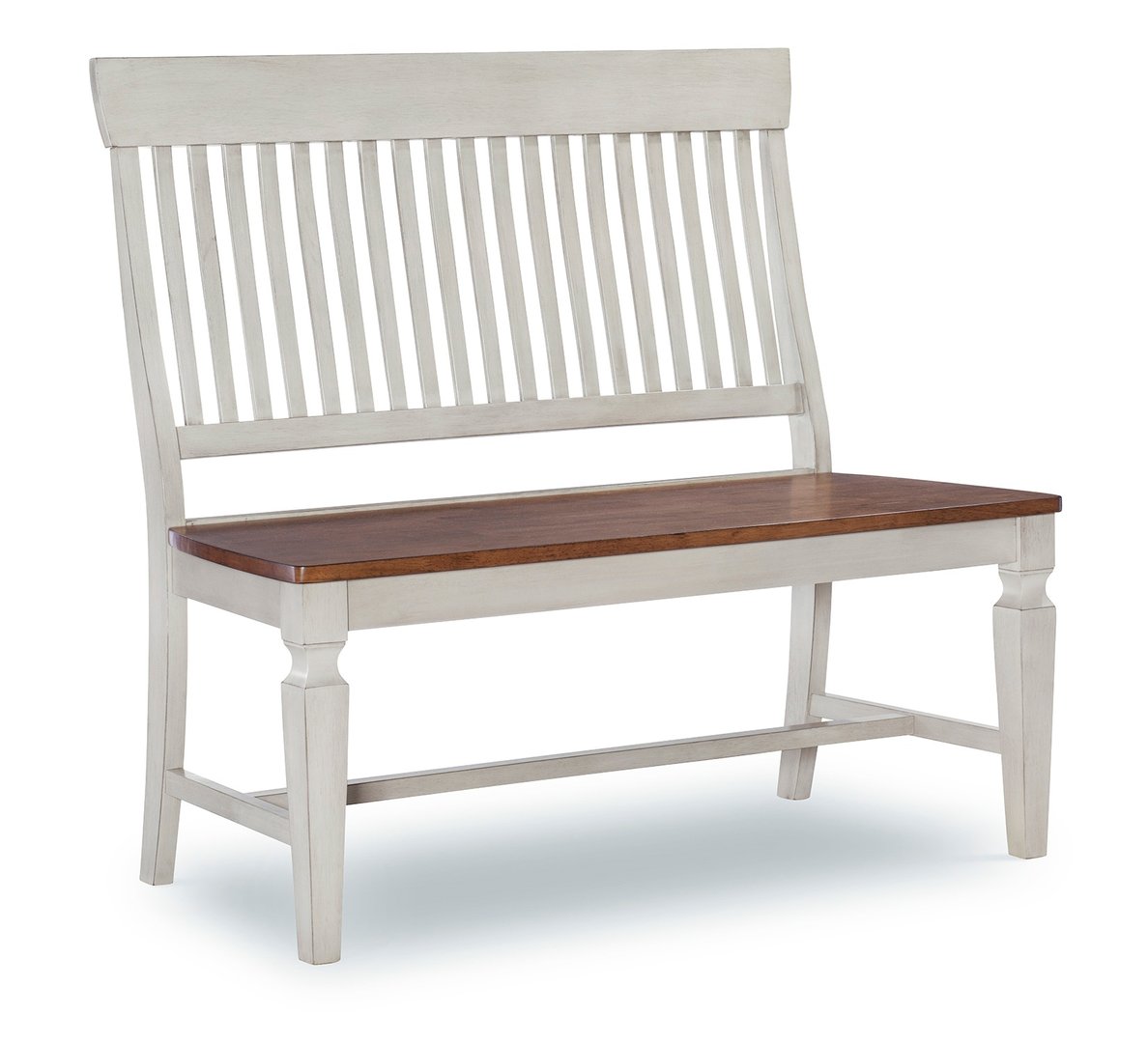 Vista Slat Back Bench in Hickory & Shell John Thomas Furniture