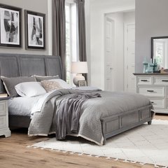 BD-302 KING BED IN HEATHER GRAY  BD-3002_BD-3007 IN MIST _ HEATHER GRAY