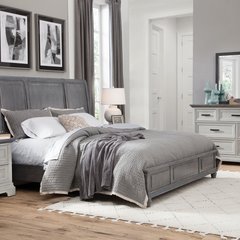 BD-302 KING BED IN HEATHER GRAY BD-3002_BD-3007 IN MIST _ HEATHER GRAY