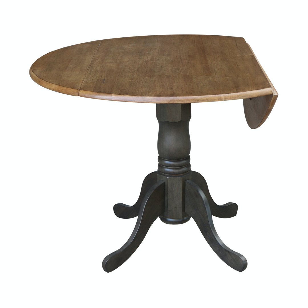 Dining Essentials - Round Drop Leaf Pedestal Table in Hickory & Coal ...