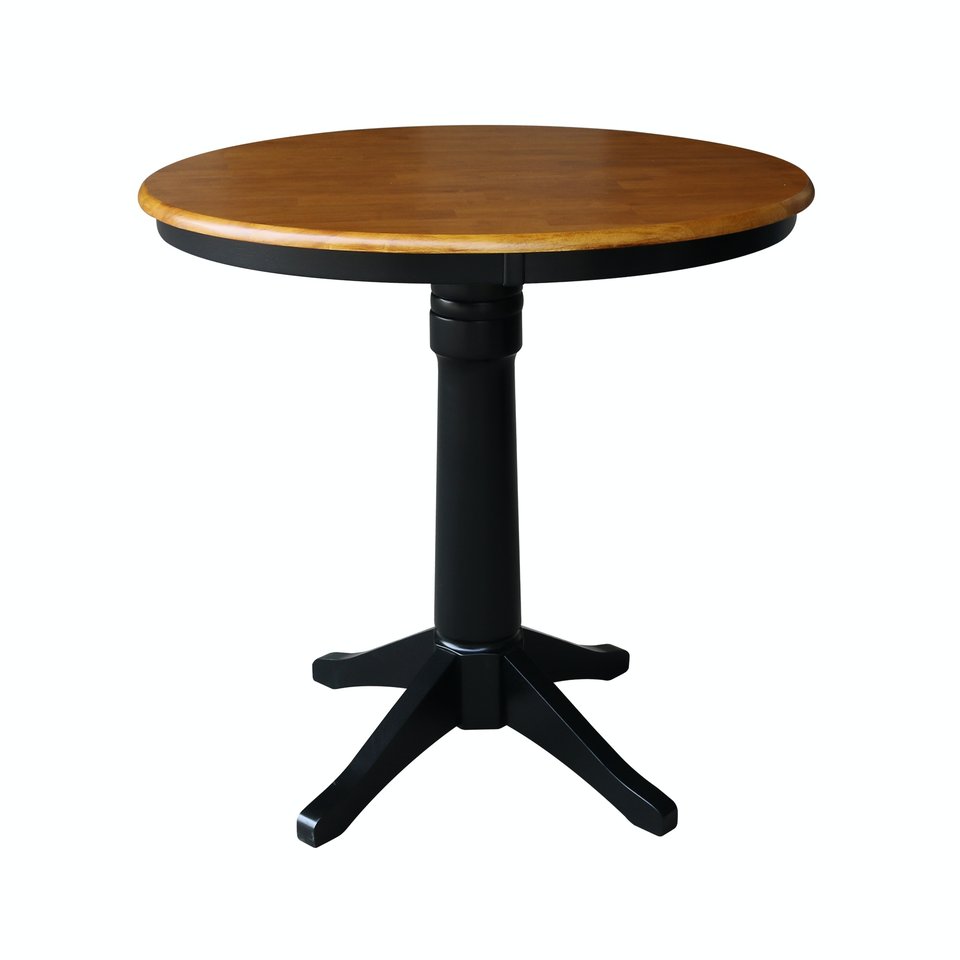 Dining Essentials 36'' Round Table Top w/36" H Transitional Pedestalw/Extension in Cherry